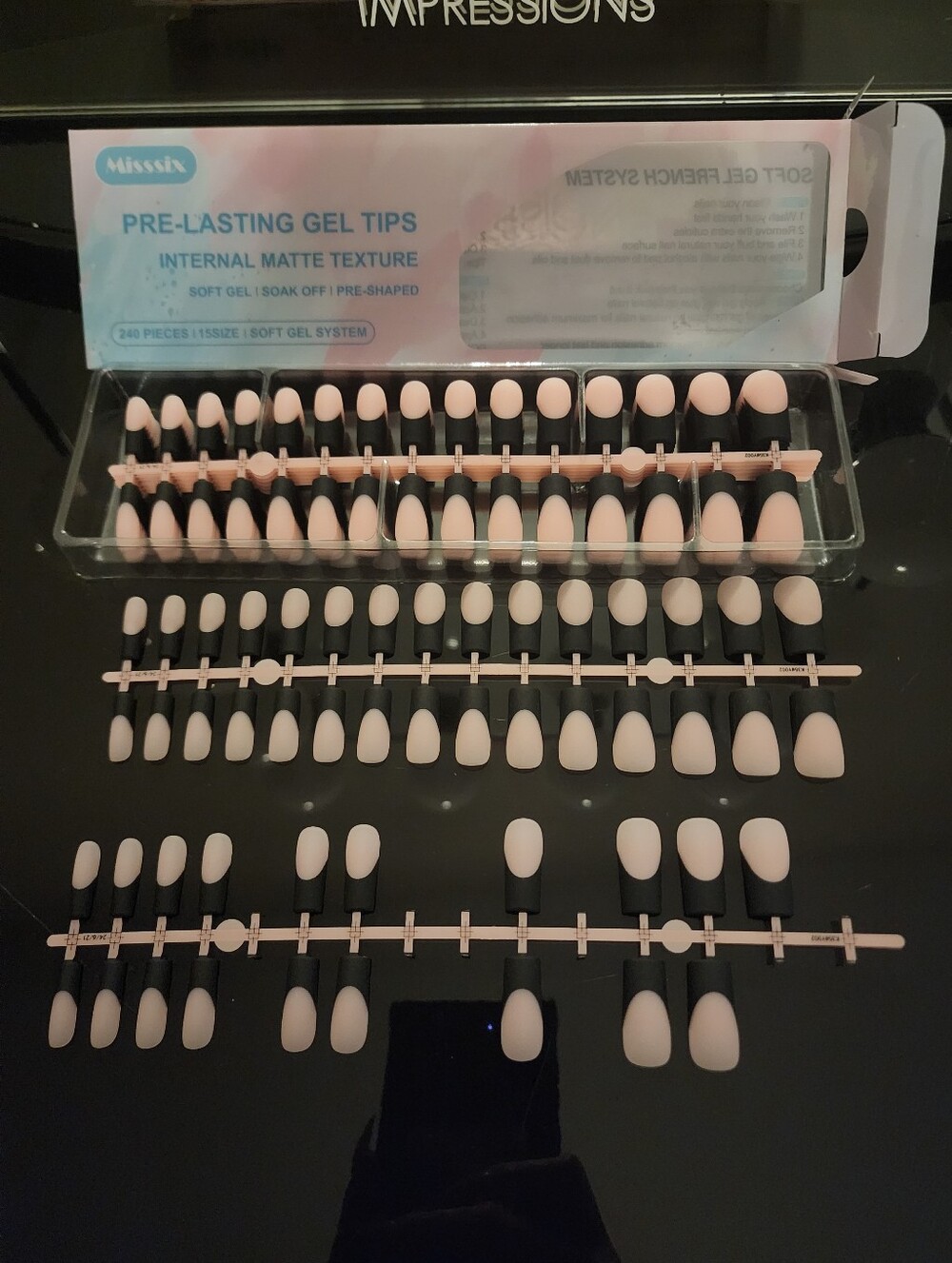 Missixx Pre-Lasting Gel Tips - Matte Nude & Black Set